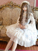 Classic Lolita Robe JSK horloge Antique imprimée en mousseline de soie froissée Bow couches Lolita Jumper Skirt Déguisements Halloween
