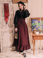 Classic Lolita SK Alpine Girl - Jupe lolita en lin et coton à rayures Déguisements Halloween