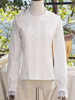Classique Lolita Blouse Lace Trim manches bouffantes plissées Peter Pan col blanc Lolita Top Déguisements Halloween