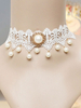 Classique Lolita Choker Perle Perle Dentelle Blanc Lolita Bijoux Déguisements Halloween