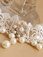 Classique Lolita Choker Perle Perle Dentelle Lolita Blanc Collier Déguisements Halloween