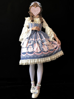 Classique Lolita JSK Robe Infanta Butterfly Deep Blue Sans manches Lolita Jumper Jupes Déguisements Halloween