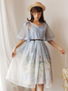 Classique Lolita JSK Robe Monet Peinture À Lhuile Imprimé Bleu Lolita Jumper Jumper Déguisements Halloween