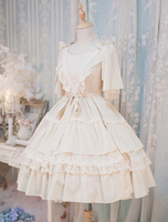 Classique Lolita OP Robe Aube Et Lune Dentelle Volants Plissée Léger Abricot Chiffon Lolita Une Pièce Robe Déguisements Halloween