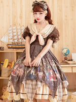 Classique Lolita OP Robe Chemist manches courtes arcs Lolita Une Pièce Robes et KC