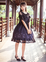 Classique Lolita OP Robe En Dentelle À Volants Violet Lolita Robe Une Pièce Déguisements Halloween