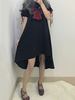 Classique Lolita OP une pièce robe en mousseline de soie à manches courtes en dentelle à volants arcs lolita robe Déguisements Halloween