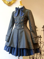 Classique Lolita Outfit Bow Zipper Lace Up Pardessus Lolita Double boutonnage avec Jupe Pull Déguisements Halloween