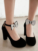 Classique lolita pompe nubuck strass noeud bride à la cheville chaussures lolita à talons hauts chunky Déguisements Halloween