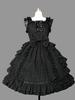 Classique Lolita Robe noire manches JSK Volants Lolita Jumper Jupes Déguisements Halloween