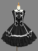 Classique Lolita Robe OP Volants noir à manches courtes Lolita Une Robes Piece Déguisements Halloween
