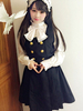 Classique Lolita Tenues Noir Jumper Jupe Avec Manches Longues Col montant Arcs Ruffles Blouse Déguisements Halloween