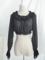 Classique Lolita Top Ruffle en mousseline de soie Lolita Blouse Déguisements Halloween