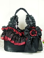 Classique Lolita Torte Bag Bow Ruffle Flower Deux tons Black Lolita Sac à main Déguisements Halloween