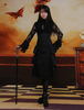 Classique Noir Longue Jupe Lolita gothique excellente en coton unicolore avec noeuds Déguisements Halloween