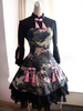 Classique Satin Noir Qi Robe Lolita en coton douse Déguisements Halloween