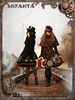 Classique Steampunk Robe Lolita éblouissante à bretelles en coton avec noeud brodée Déguisements Halloween