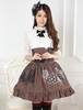 Classique taille haute Brune Jupe lolita marrone douse excellente en polyester impression avec dentelle Déguisements Halloween