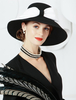 coffure/chapeau rétro de cosplay de fête de fêtes en laine en laine chapeau noire pour adultes pour femme Déguisements Halloween