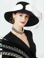coffure/chapeau rétro de cosplay de fête de fêtes en laine en laine chapeau noire pour adultes pour femme Déguisements Halloween