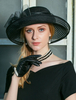 coffure/chapeau rétro de cosplay de fêtes de fête en voile en fibre polyester chapeau noire pour adultes pour femme Déguisements Halloween