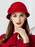 coffure/chapeau rétro de cosplay élégante de fêtes de fête en laine en laine chapeau rouge pour adultes pour femme Déguisements Halloween