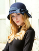 coffure/chapeau rétro de fête de fêtes en laine en laine chapeau bleu foncée pour adultes pour femme Déguisements Halloween