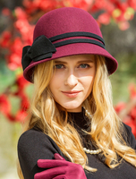 coffure/chapeau rétro de fête de fêtes en laine en laine chapeau bordeaux pour adultes pour femme Déguisements Halloween