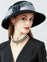 coffure/chapeau rétro élégante de fêtes de fête en laine en laine chapeau gris claire noire pour adultes pour femme Déguisements Halloween