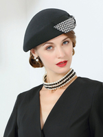 coffure/chapeau rétro élégante de fêtes de fête en laine en laine chapeau havane noire pour adultes pour femme Déguisements Halloween