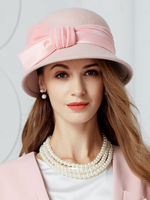 coffure/chapeau rétro élégante de fêtes de fête en laine en laine chapeau rose rougissante pour adultes pour femme Déguisements Halloween