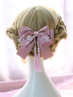 Coiffe à motif lolita de style chinois avec pompon et accessoire de coiffure lolita rose Déguisements Halloween
