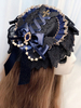 Coiffe gothique Lolita Chaînes en dentelle noire Rubans Accessoires de cheveux Lolita Accessoires pour cheveux Déguisements Halloween
