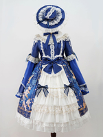 Coiffe Lolita Chapeau bleu profond Volants en fibre de polyester Chapeau daccessoires pour cheveux Lolita