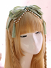 Coiffe Lolita Douce Bandeau Tassel Perle Satin Vert Clair Bandeau Lolita Vert Clair Déguisements Halloween
