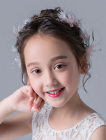 Coiffes de fille de fleur en cristal rose accessoires de cheveux de strass Ivoire bandes de cheveux de petites filles