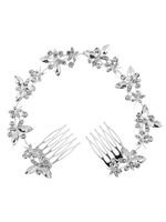 Coiffes de mariage en argent peigne bandeau strass perles accessoires de cheveux de mariée