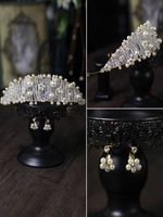 Coiffes Mariage Perle Chapeaux Boucles doreilles Accessoires de cheveux de mariée