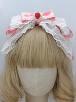 Coiffure Accessoires Lolita Style Rococo nœuds en dentelle rose camée