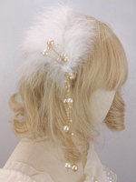Coiffure Accessoires Lolita Style ROCOCO perles blanches plumes couvre-chef divers