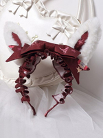 Coiffure Lolita Douce KC Showa Bunny Bows Accessoires Cheveux Lolita Imprimé Fausse Fourrure Déguisements Halloween