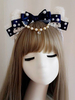 coiffure lolita Douceur avec dentelle et noeud et perles bleu marine foncée"idienne Coiffure Accessoire Déguisements Halloween