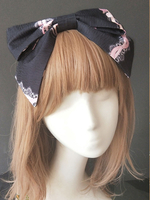 coiffure lolita Douceur impression"idienne imprimé fleurie avec noeud noire bleu claire Coiffure Déguisements Halloween