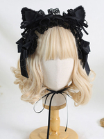 Coiffure Lolita Gothique Nœuds Dentelle Volants Accessoire Polyester