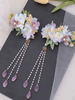 Coiffure Lolita Style Chinois Lavande Fleurs Chaînes Accessoire Métal Divers