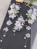 Coiffure Lolita Style Chinois Lilas Perles Chaînes Fleurs Accessoire Métal Divers
