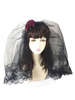 coiffure lolita style gothique bicolore Tea party avec dentelle et fleur noire et Voile Déguisements Halloween
