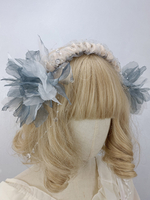 Coiffure Rococo Style Lolita accessoires bleu gris fleurs paillettes divers