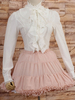 Col haut blanc Lolita Blouse manches longues à volants Déguisements Halloween