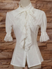 Col haut blanc Lolita Blouse moyen manches à volants Déguisements Halloween